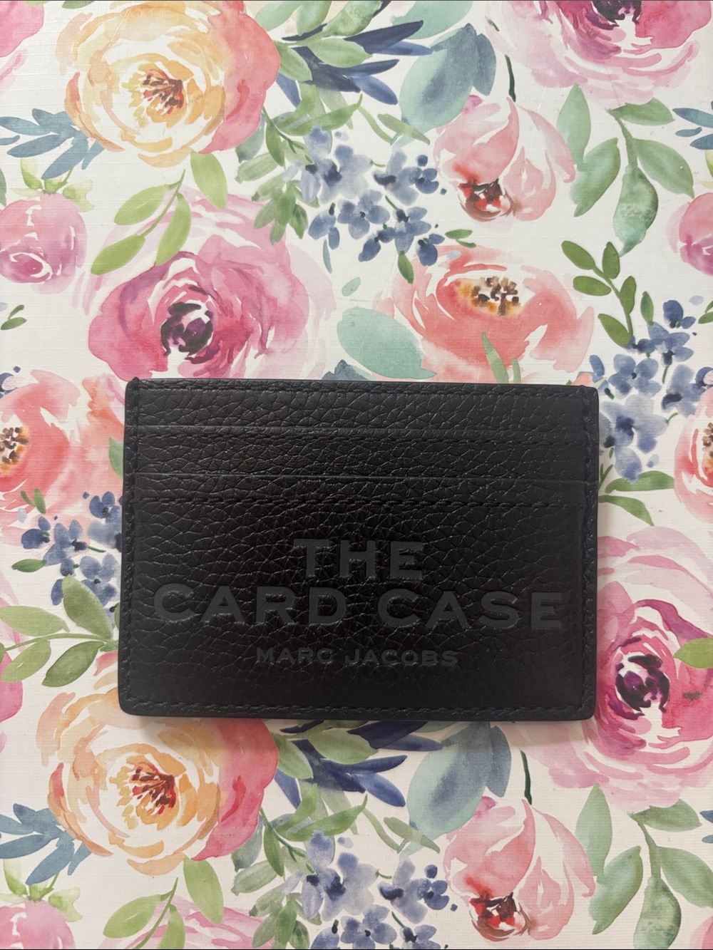 Marc Jacobs Black Leather Card Case with Embossed Logo